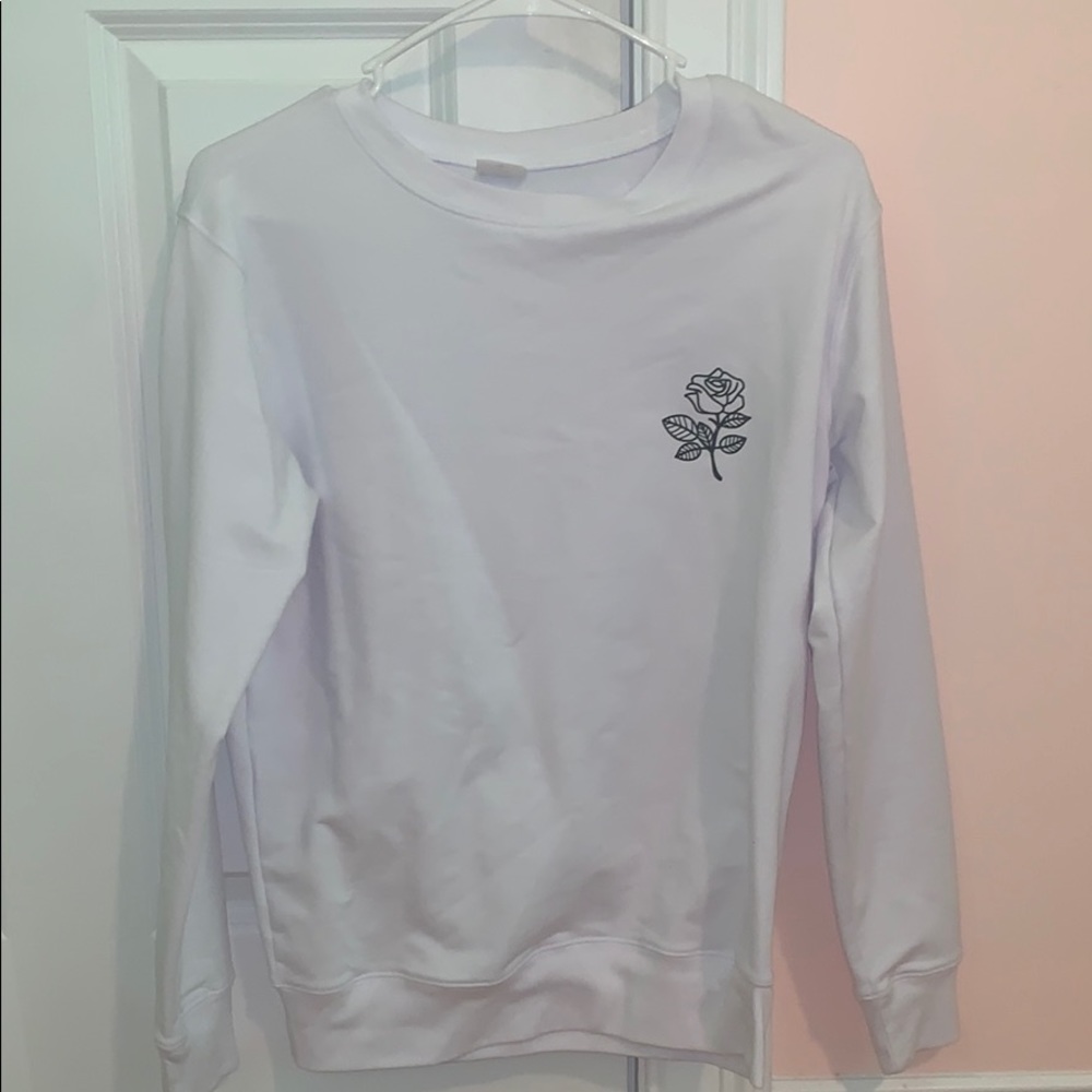 white rose crew neck